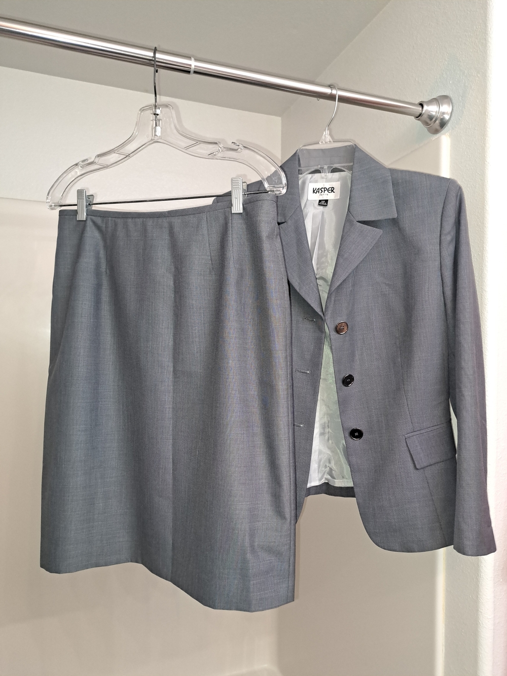 Kasper Gray Two-Piece Skirt Set - Jacket & Pencil Skirt
